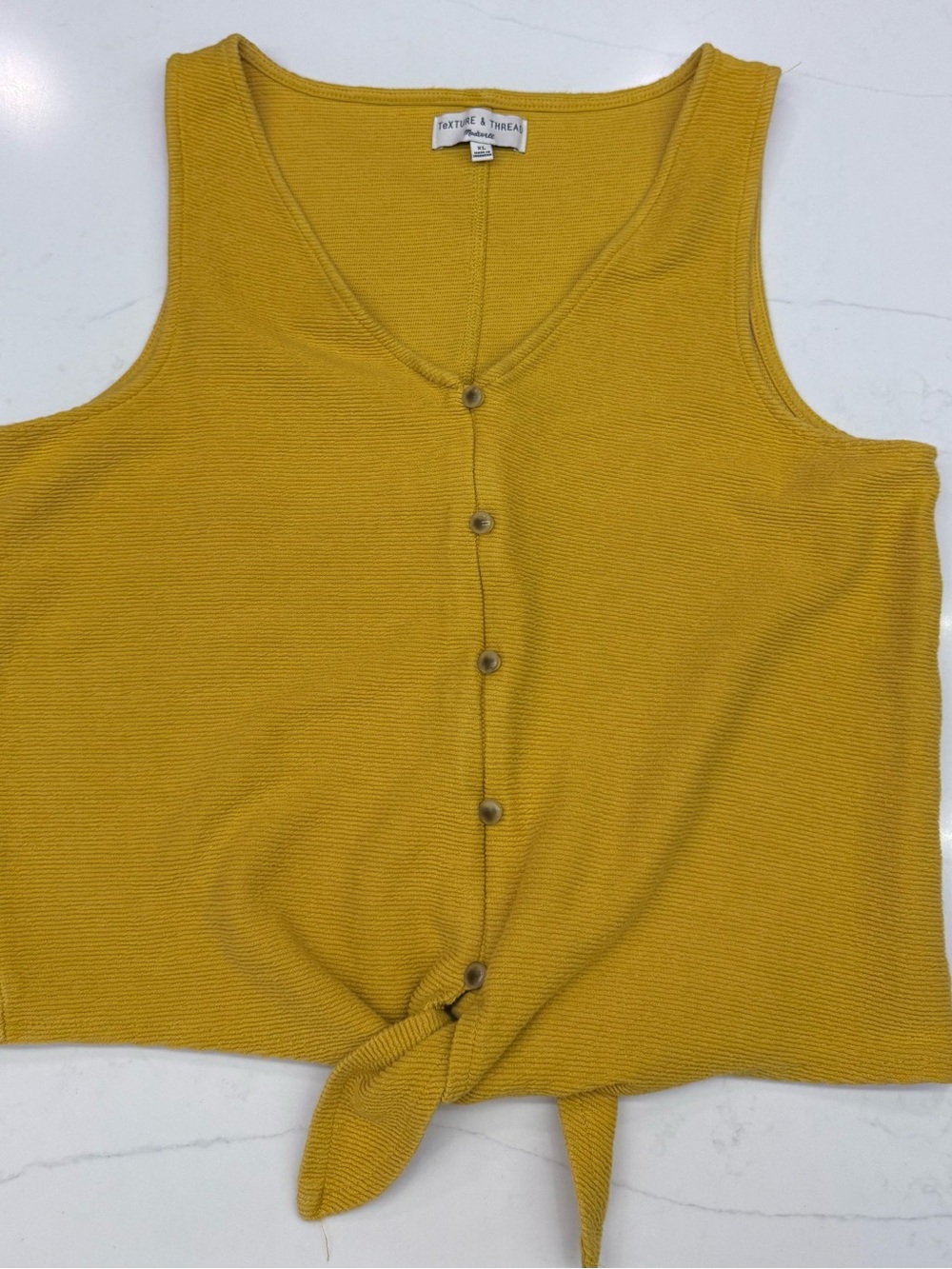 Madewell Mustard Button-Front Tie-Hem Tank